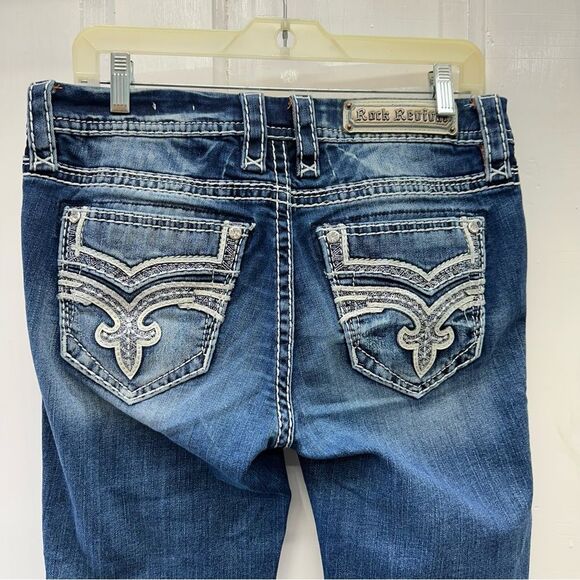 Rock Revival Gysu thick stitch easy boot cut denim jeans women's 28 - Picture 1 of 7